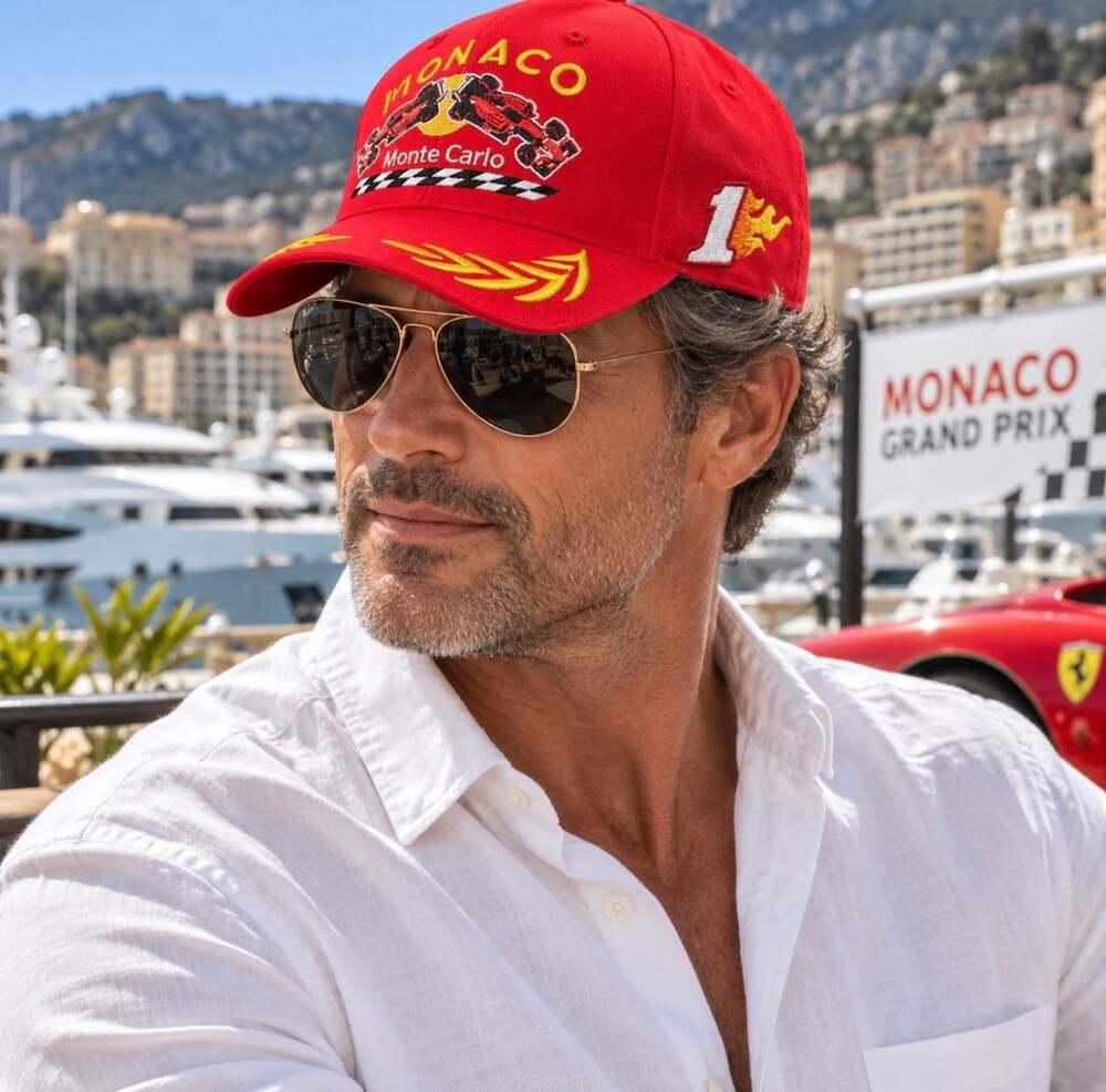 Monaco Monte Carlo Racing Hat Red Formula 1 Grand Prix Embroidered Strapback Cap